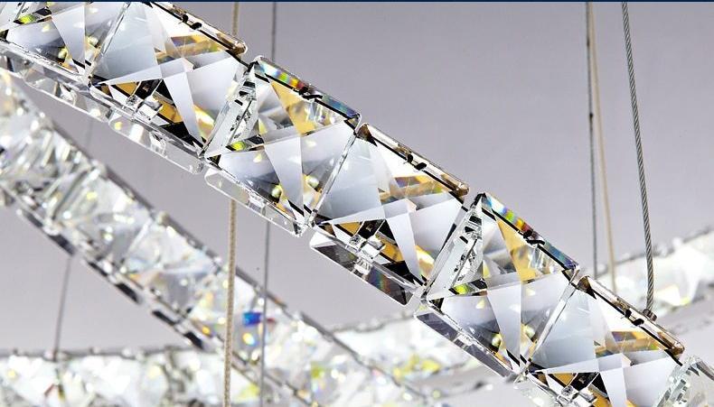 Pyöreä kristallinen LED-kattokruunu ruostumatonta terästä kattokiinnitykseen