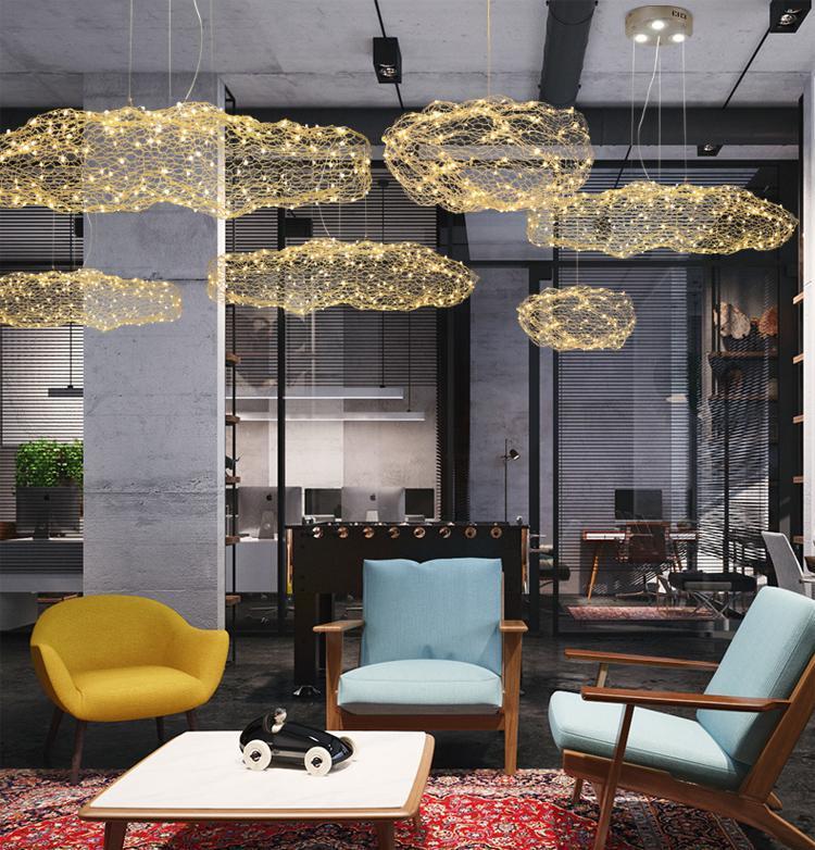 Amica Modern Art Deco Star Light Dotted Cloud Lamp in Hand-Molded Iron