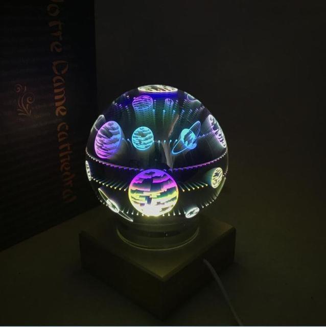 现代装饰艺术水晶球小夜灯（玻璃与木质）