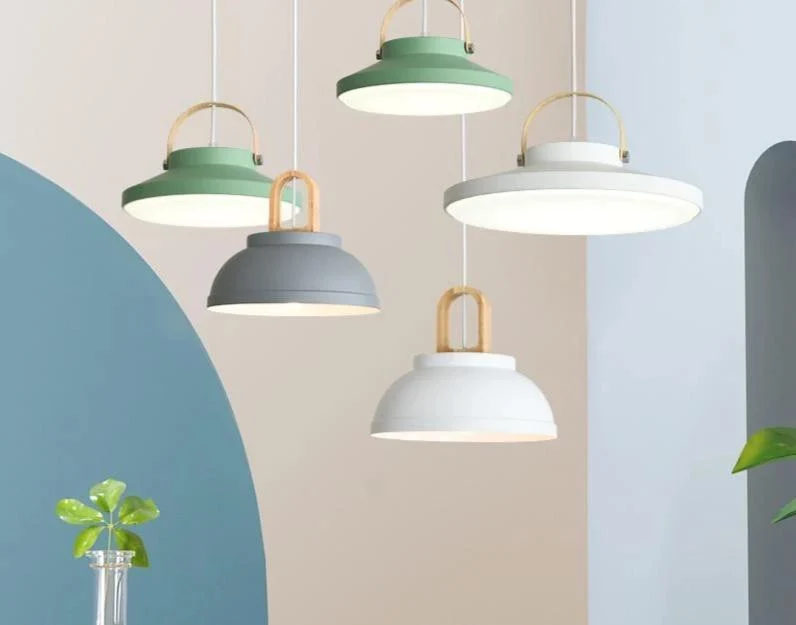 Buford Modern Nordic LED Hanging Pendant Lamp in Iron and Wood