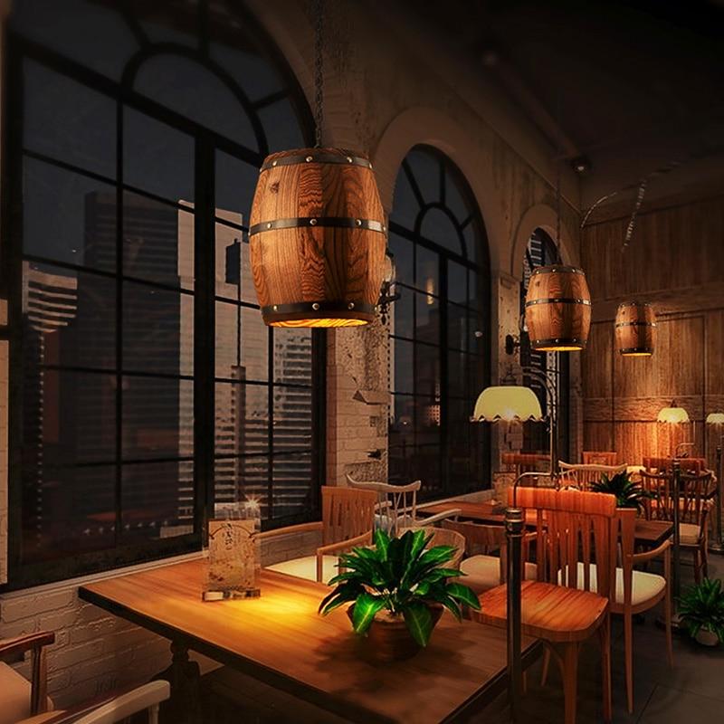 Erato hængende vintøndelampe i træ til industrielle vintage-rum