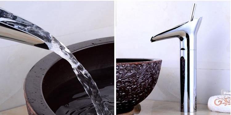 Luxury Oriental Waterfall Faucet in Premium Brass, Single Lever