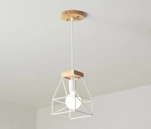 Wisząca lampa klatkowa Fender Vintage z drewna i żelaza