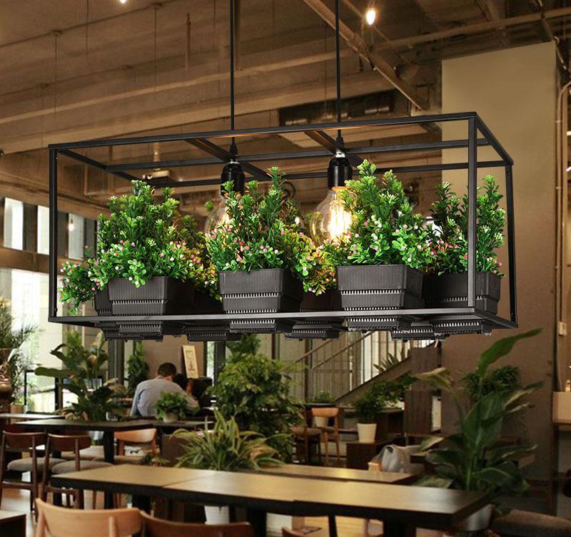 Iron Planter Chandelier with Eight Pots for Vintage and Modern Rooms