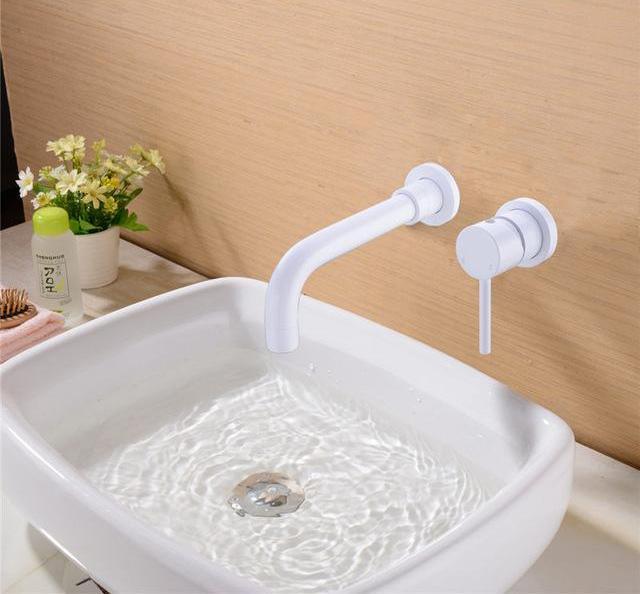 Modern Brass Wall Mounted Faucet, Two Piece Single Hole Design