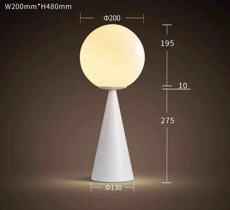 Quinn Cone Table Lamp in Metal and Glass, 19 Inch High