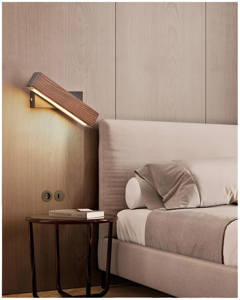 Vera Rotated LED Wall Lamp in Iron and Wood for Angled Lighting