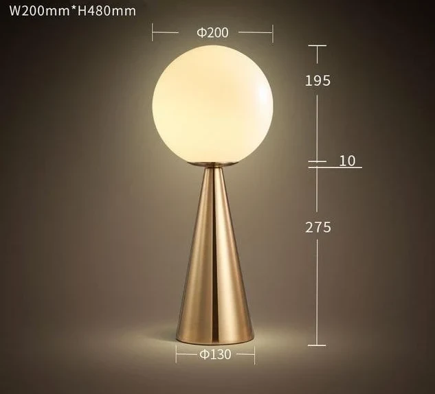 Quinn Cone Table Lamp in Metal and Glass, 19 Inch High