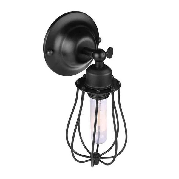 Industrial Droplet Cage Wall Lamp in Iron and Alloy