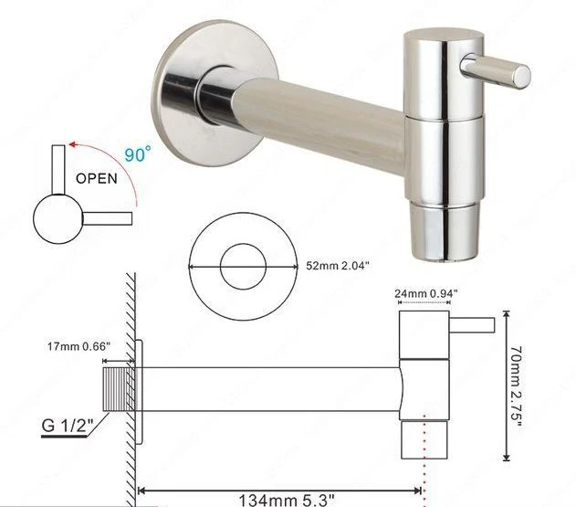 Torneira de Parede para Banheiro Linus Chrome com Alavanca Única