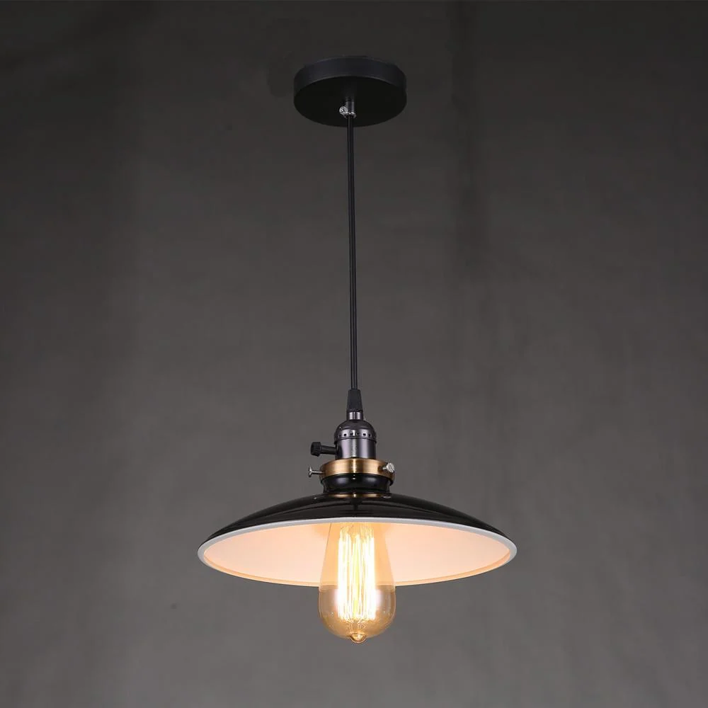 Zelus Vintage Retro Metal Shade Hanging Lamp With Bulb Included