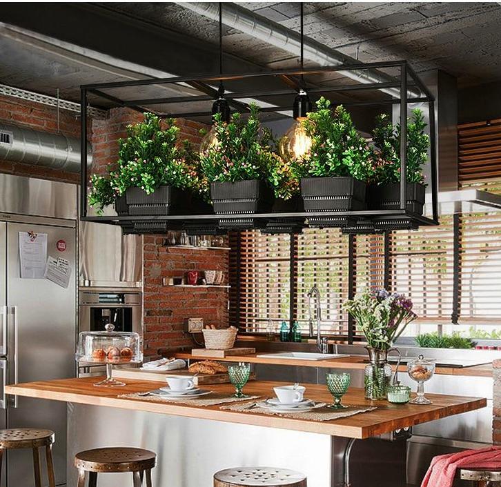 Iron Planter Chandelier with Eight Pots for Vintage and Modern Rooms