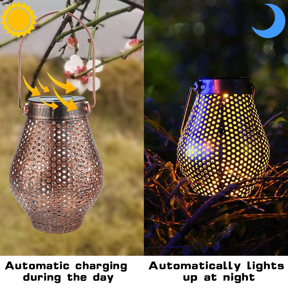 Zaid Solar Outdoor Shadow Cast Lantern in Iron and Plastic