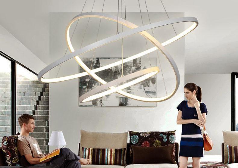 Indoor Modern Circular Ring Chandelier with Aluminum and Acrylic Frame