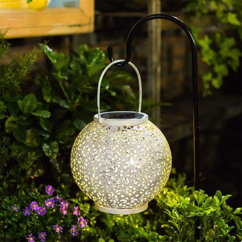 Bode Round Solar Hanging Shadow Cast Lantern in Stainless Steel