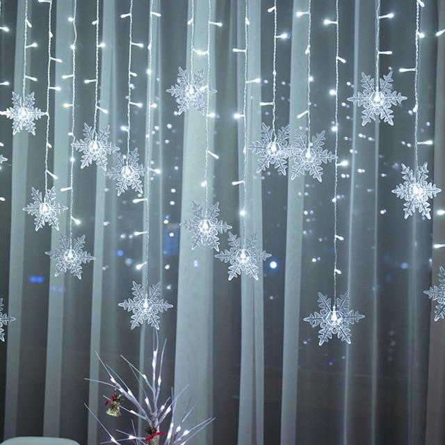 Set van 16 hangende LED-sneeuwvloklampen