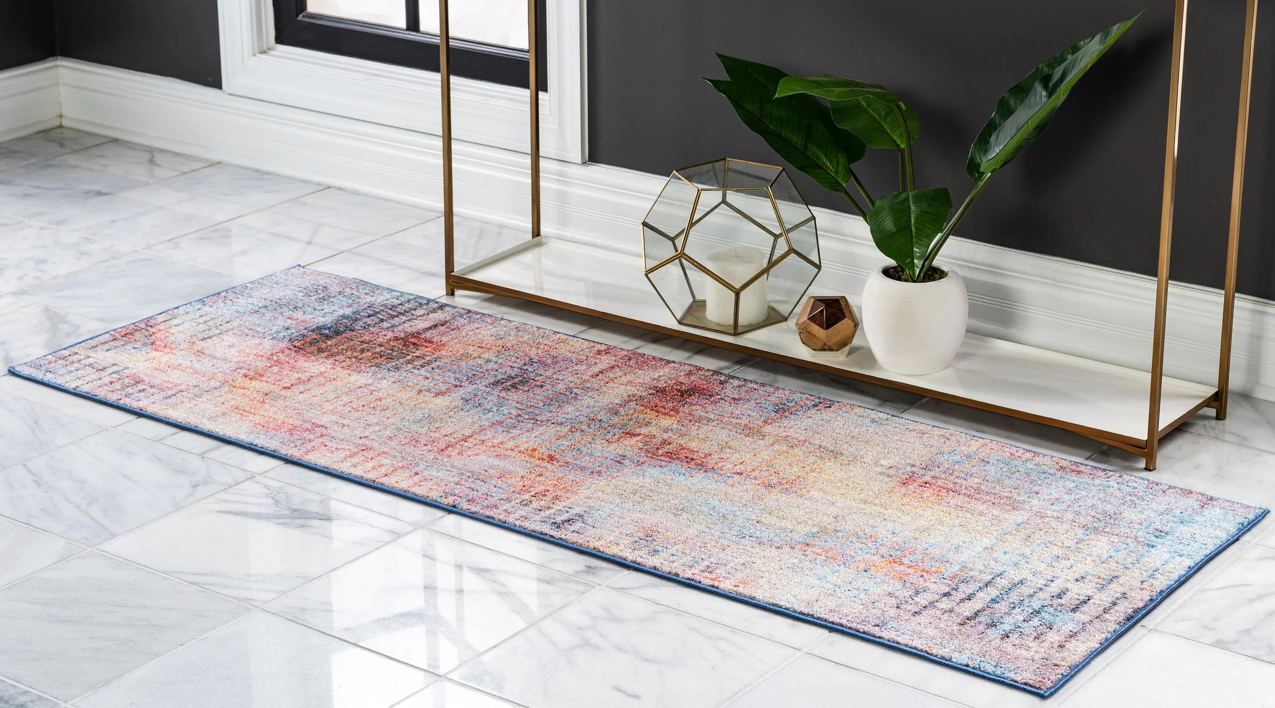 Tapete Macio Moderno com Padrão de Grelha Desbotada Gaige da Unique Loom