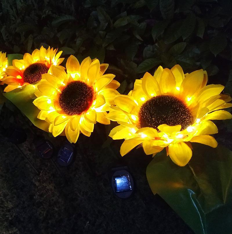 2 LED Sunflower Garden Lights for Outdoor Paths and Flower Beds