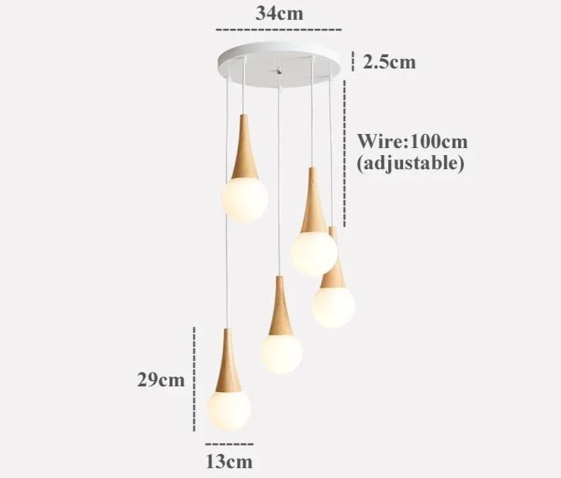 Bryton 鐵木玻璃 LED 吊燈 家用或餐廳適用