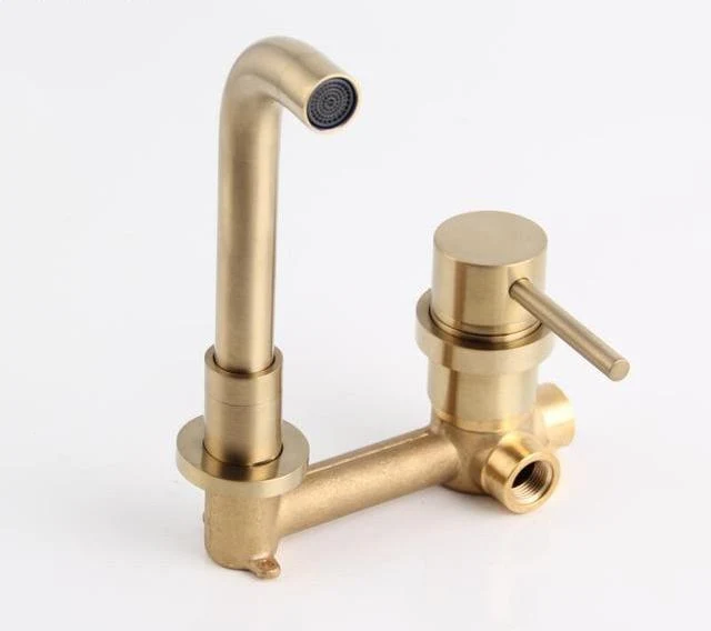 Modern Brass Wall Mounted Faucet, Two Piece Single Hole Design