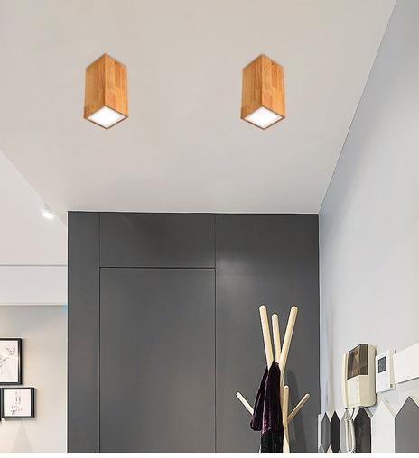 Dru Modern Nordic LED Ceiling Light in Wood and Glass