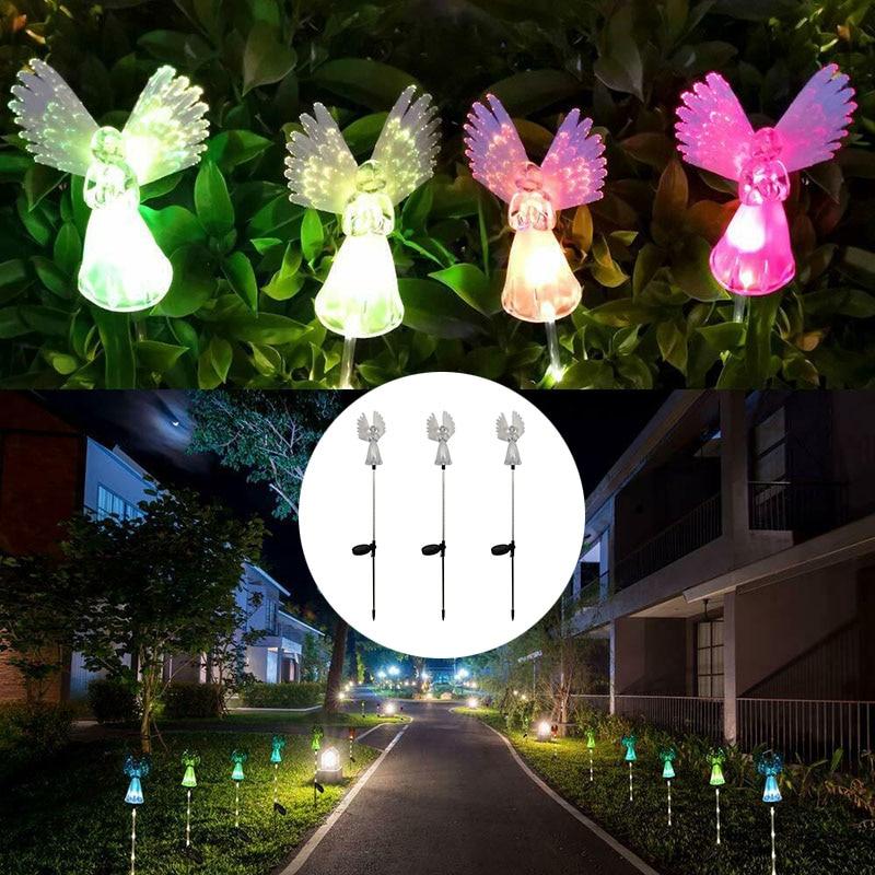 LED-änglaljus för trädgården med färgskiftande pärlor och stålram