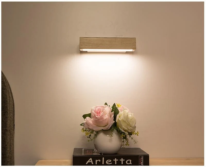 Vera Rotated LED Wall Lamp in Iron and Wood for Angled Lighting