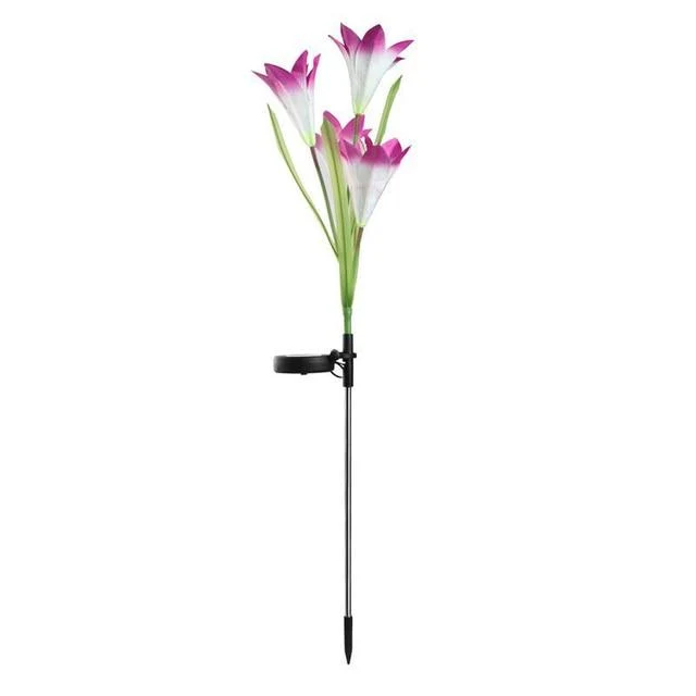 Luces LED de jardín con lirios artificiales de seda