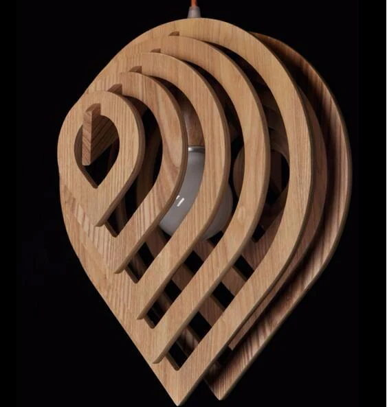Indre Art Deco Modern Drop Pendant Light i lackad trä