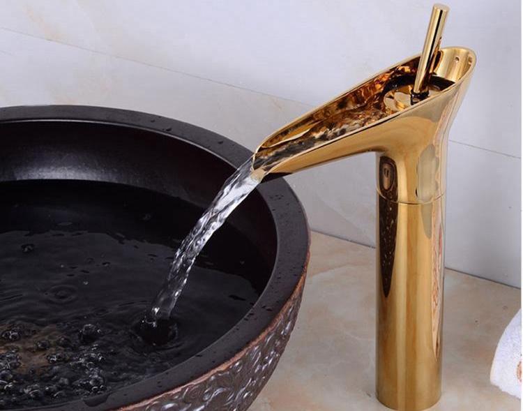 Luxury Oriental Waterfall Faucet in Premium Brass, Single Lever