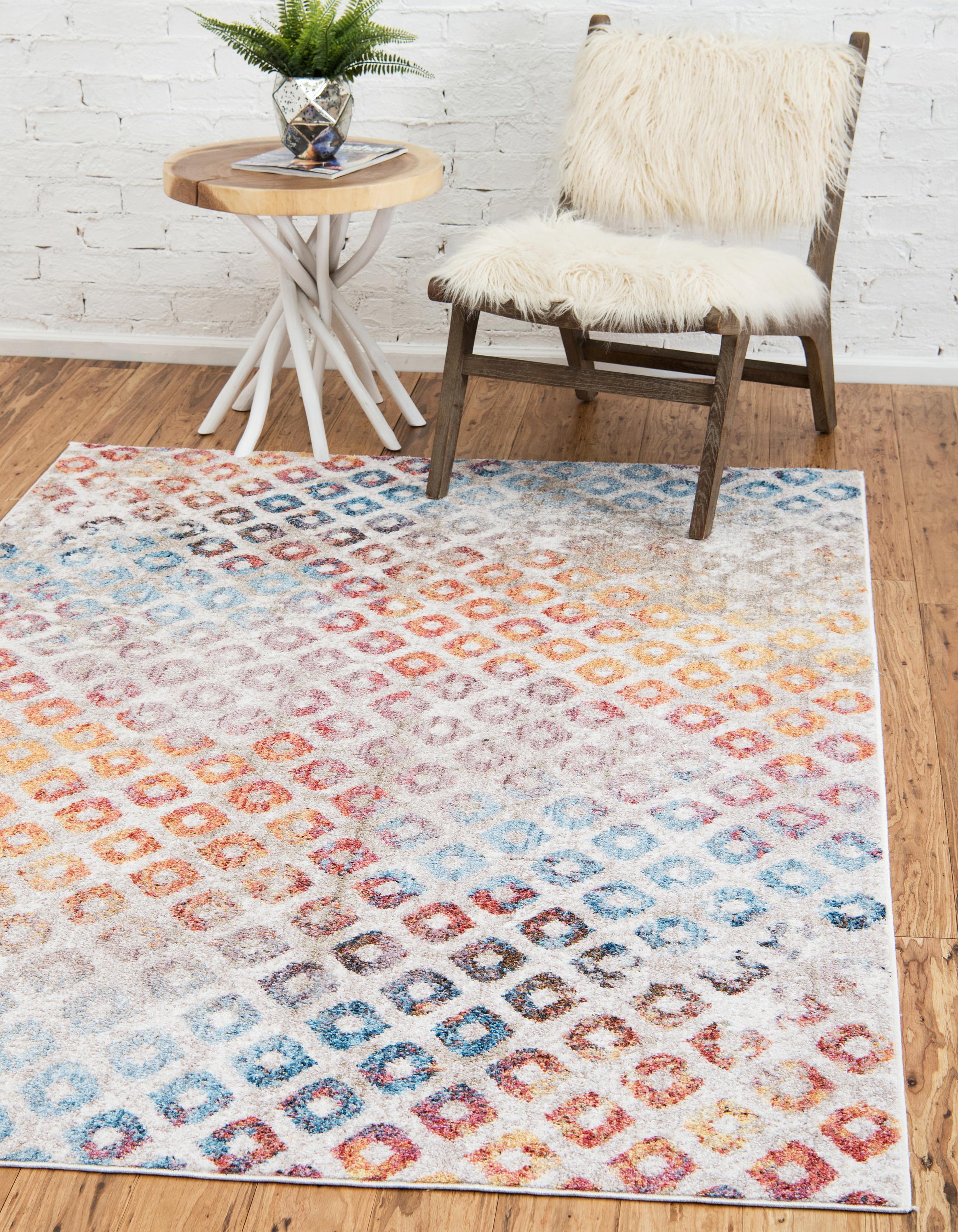 Devan Rainbow Square Pattern -matto, Unique Loom