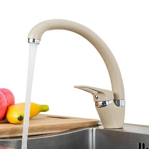 Patsy Modern Kitchen Faucet in Brass and Ceramic, Single Hole Deck Mounted