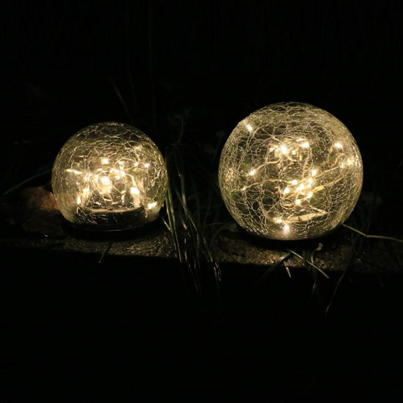 Lámpara solar de jardín con bola de vidrio agrietado para decoración exterior