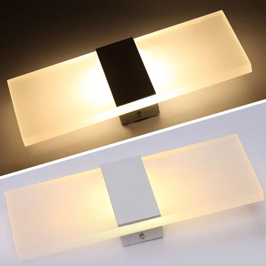 Modern LED-vägglampa i akrylremsa med kallt eller varmt vitt ljus
