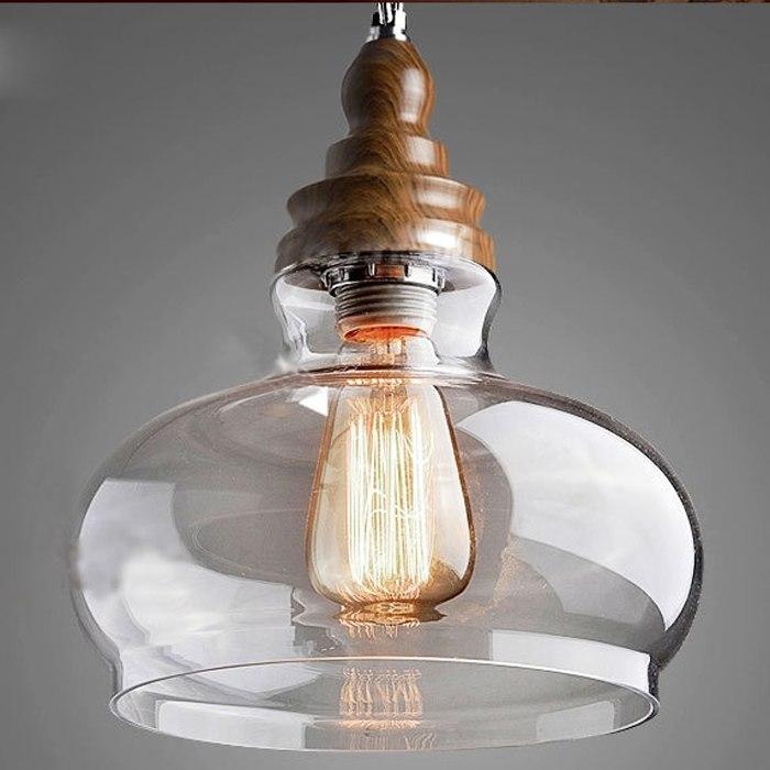 Thalia Clear Glass Vintage Antique Hanging Light in Glass and Iron