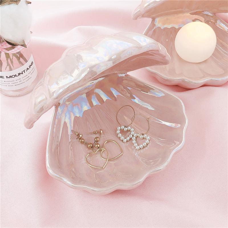 Sirenita Pearl and Shell Desk Lamp, Hand Painted Ceramic Light