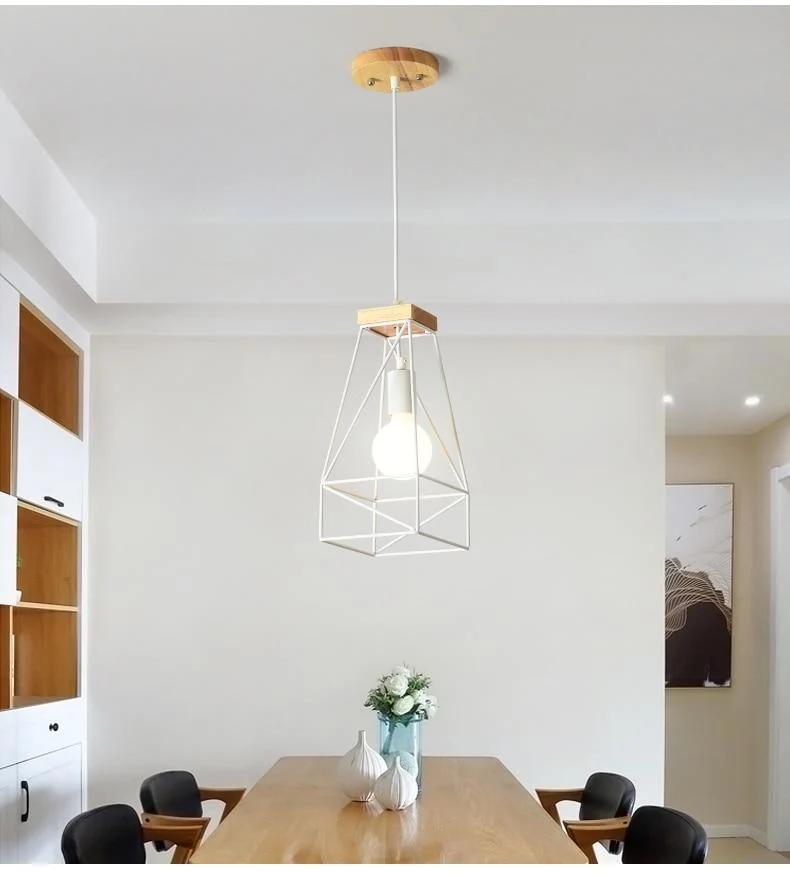 Wisząca lampa klatkowa Fender Vintage z drewna i żelaza
