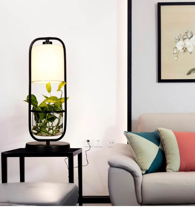 Augustus Frame Planter LED Desk Lamp in Iron and Glass