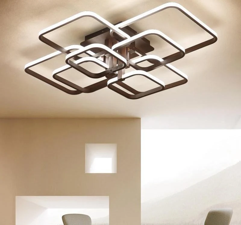 Layered Square Modern LED Chandelier for Living Rooms and Bedrooms