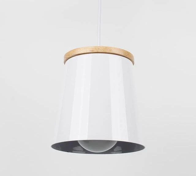 Modern Nordic Drop Down Lamp in Rubber Wood and Metal