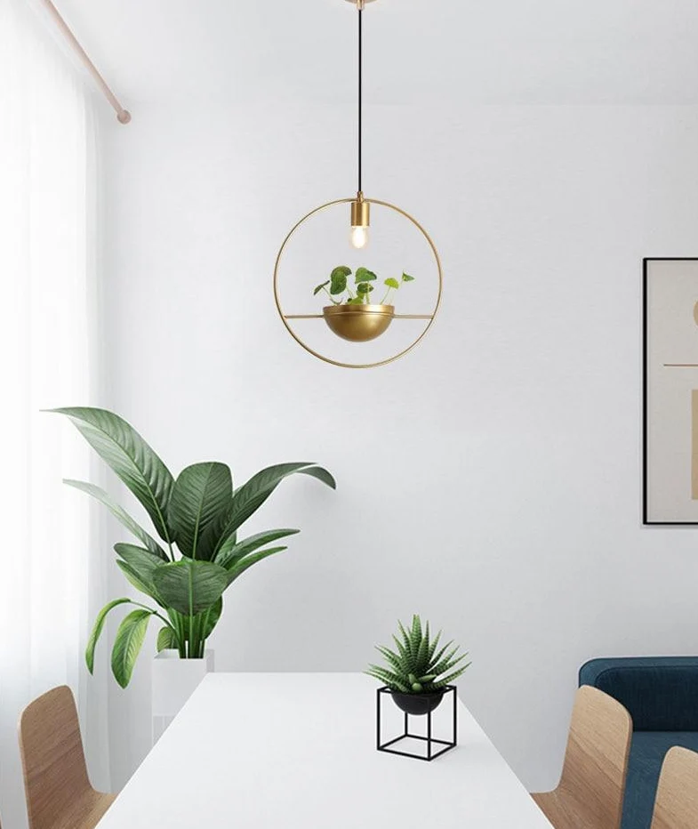 Althea Modern Nordisk Krukväxtlampa med Pläterad Metallfinish