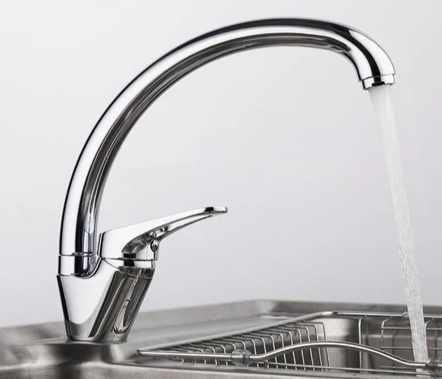 Patsy Modern Kitchen Faucet in Brass and Ceramic, Single Hole Deck Mounted