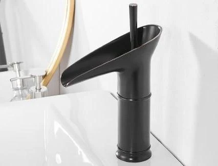 Luxury Oriental Waterfall Faucet in Premium Brass, Single Lever