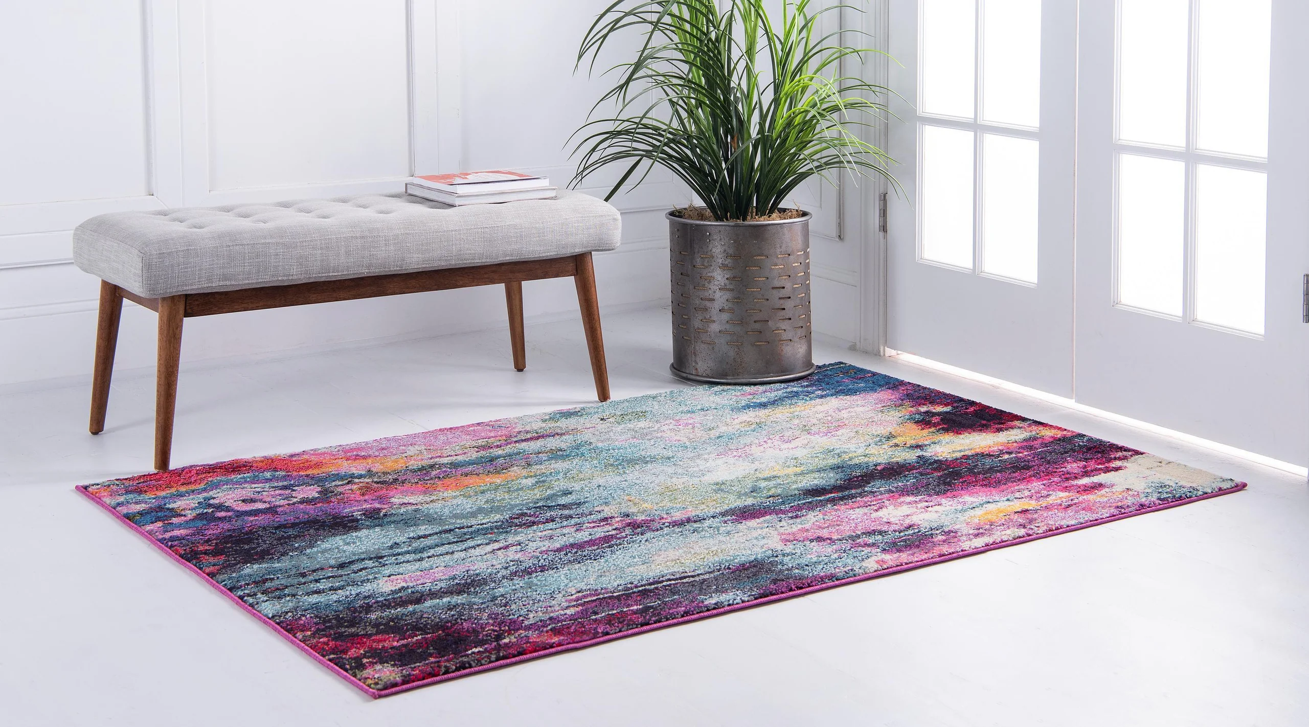 Corban Watercolor Purple Blend Area Rug by Unique Loom