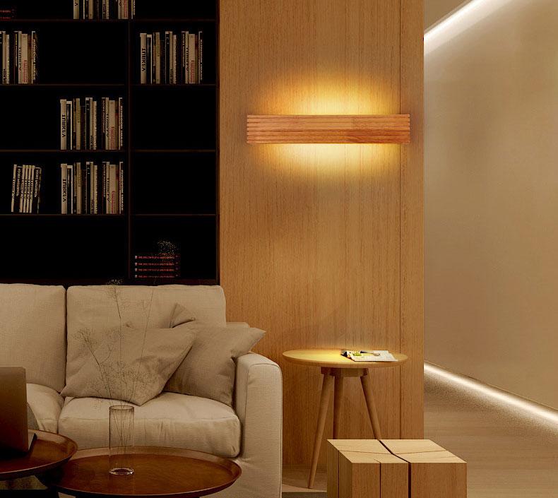Statuto Modern Nordic Wooden Wall Lamp, 18 Inch LED Light