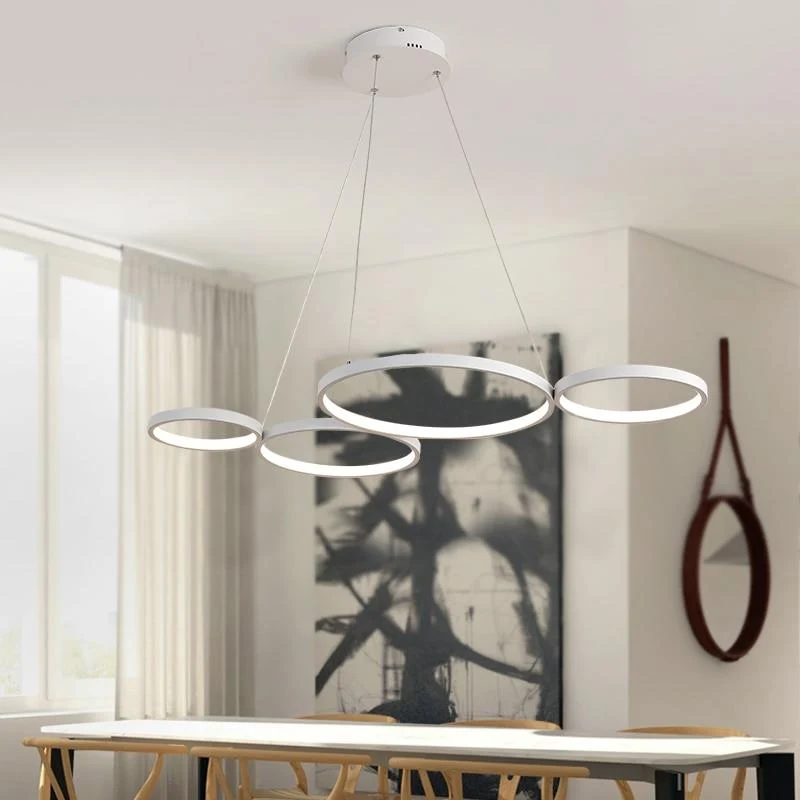 Gleam Minimalist Art Deco Hanging Light in Acrylic, Aluminum and Stainless Steel