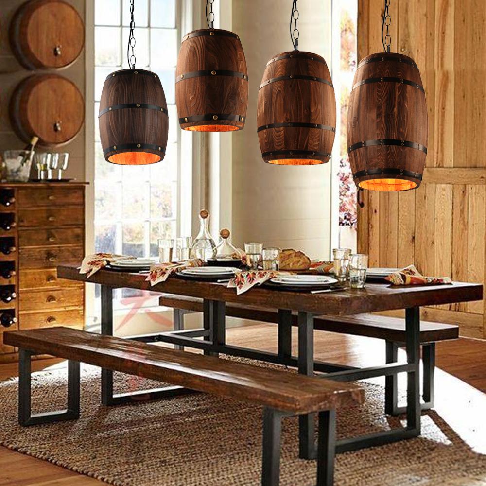 Erato hængende vintøndelampe i træ til industrielle vintage-rum