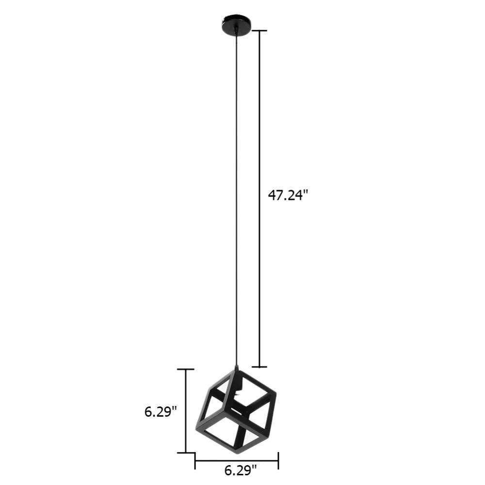 Lâmpada Pendente Cubo Geométrico Nórdico Moderno Caerus em Metal