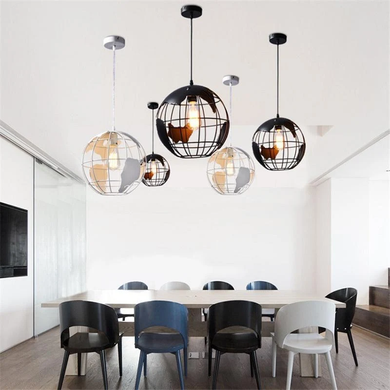 Modern Nordic World Globe Hanging Light in Two Diameter Sizes