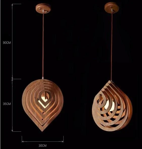 Indre Art Deco Modern Drop Pendant Light i lackad trä